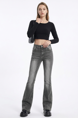 Women's Wash High Waist Stretch Slim Fit Flare Jeans
