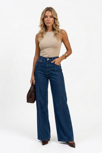 Women's High Waist Relaxed Stretch  Wide Leg Jeans