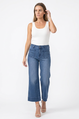 Women's Fall High Waist Wide Leg Cropped Jeans