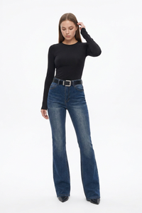 Women's Fall Washed High Waist Flare Jeans