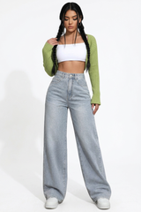 Women's High-Waisted Vintage Washed Baggy Wide-Leg Jeans