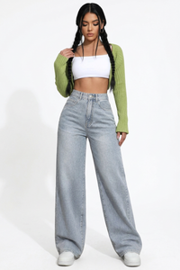 Women's High-Waisted Vintage Washed Baggy Wide-Leg Jeans