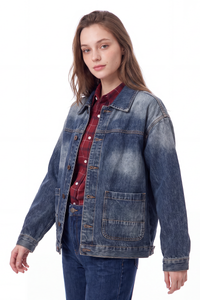Women's Vintage Wash Relaxed Denim Jacket