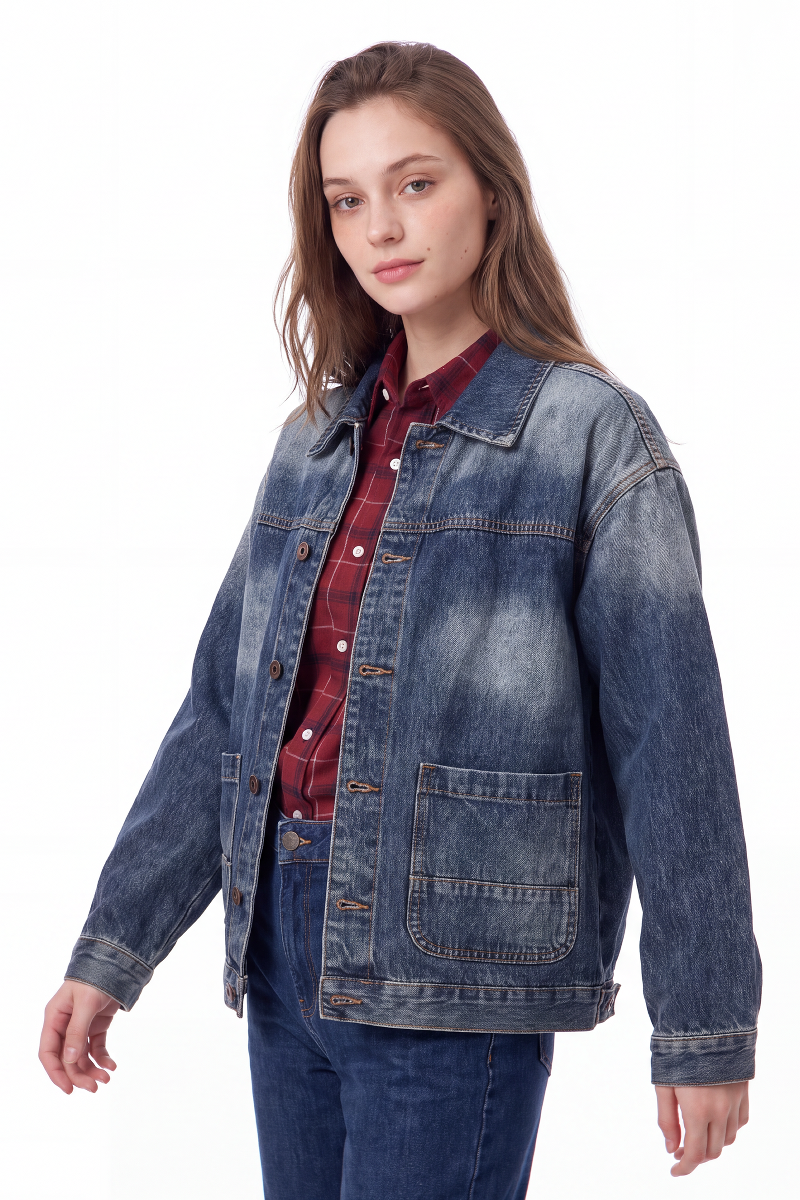 Women's Vintage Wash Relaxed Denim Jacket