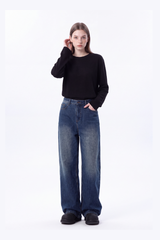 Women's High Waist Wash Wide Leg Jeans