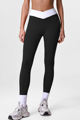Women's Cross V-Waist Color-Block Sculpting Yoga Leggings