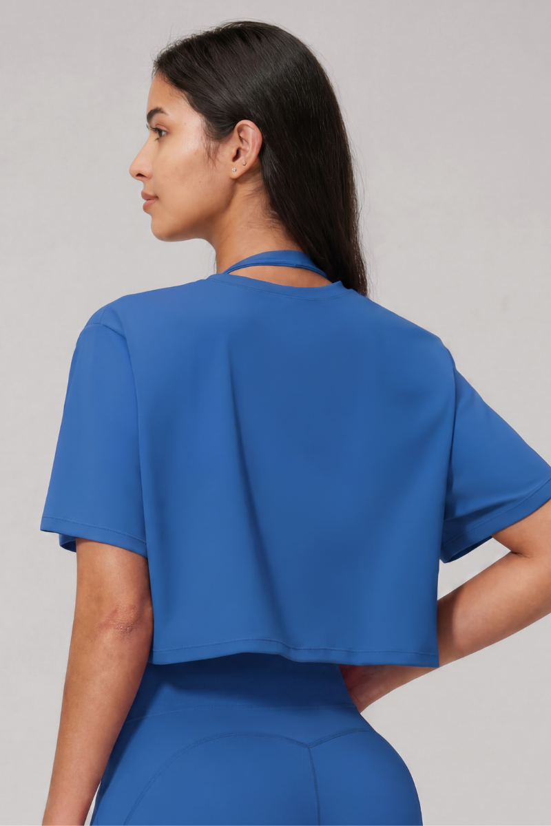 Women's Loose Fit Cropped Workout Short Sleeve T Shirt