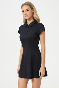 Women Mid-Length Waist Thin Ice Breathable Tennis Sports Yoga Short-Sleeved Dresses