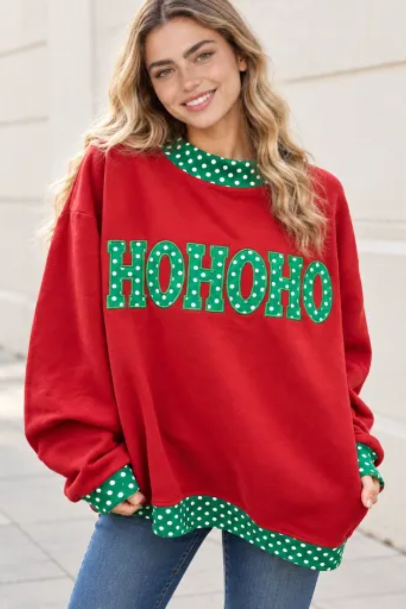 Women's Fall Letter Appliqué Embroidery Mockneck Sweatshirt