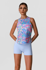 Women's Color-Block Camo Print Tank Top & V-Cross Waist Shorts Sets