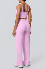 Women's solid color sportswear set.