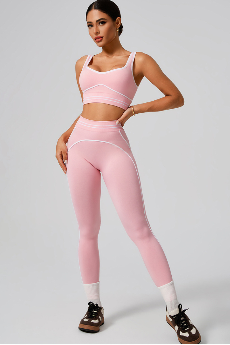 Women's Seamless Color-Block Sports Bra & Yoga Leggings Set