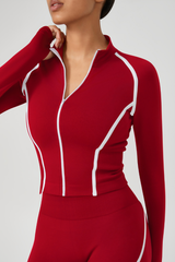 Women's Seamless Color-Block Jacket & Yoga Legging Two-Piece Set