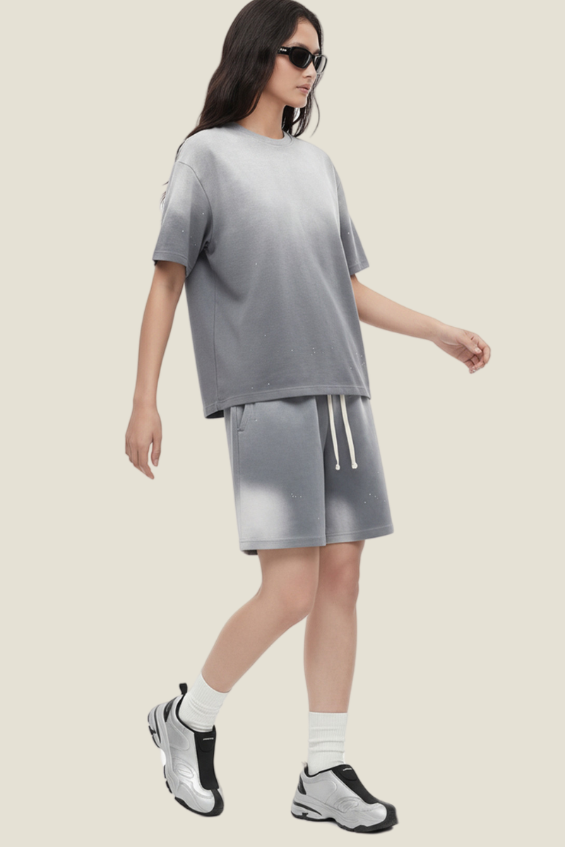 Unisex Splatter Tie-Dye Tee - Washed Vintage Streetwear Set