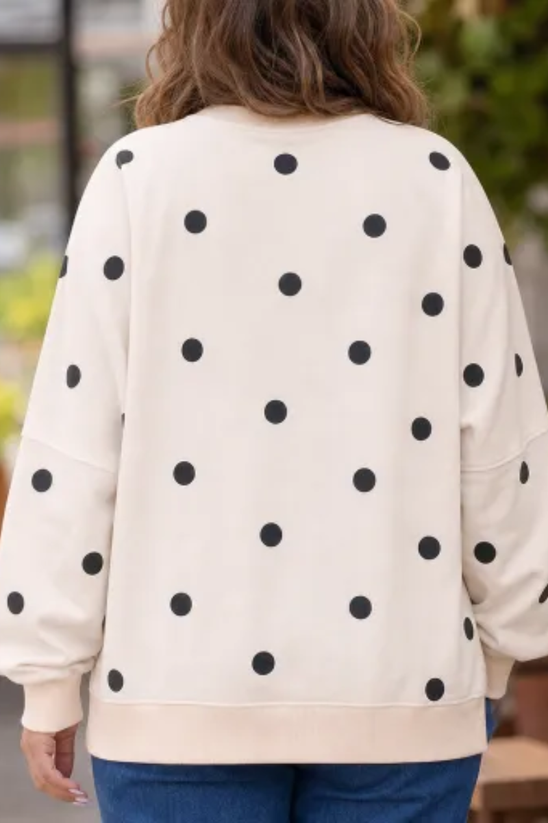 Plus Size Women's Fall Polka Dot Loose Fit Pullover