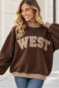 Women's Fall Custom Polka Dot Embroidery Mockneck Sweatshirt