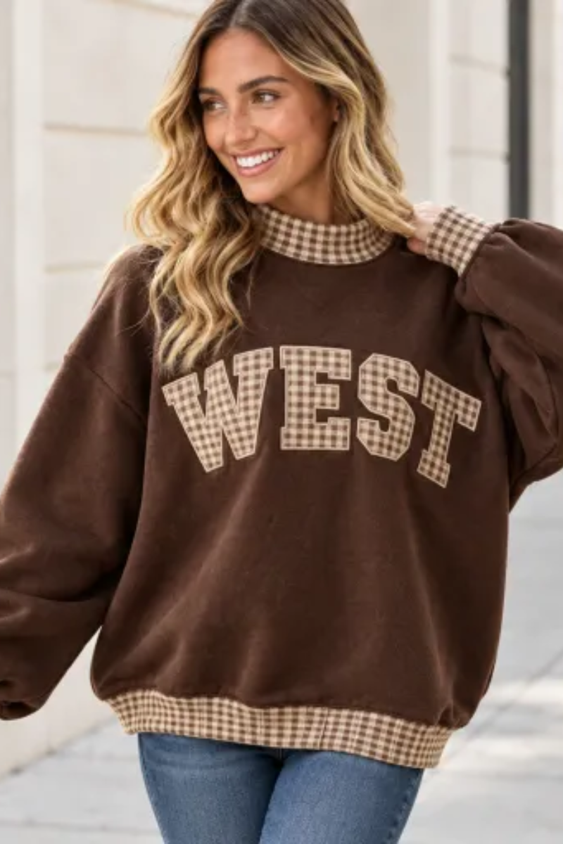 Women's Fall Custom Polka Dot Embroidery Mockneck Sweatshirt