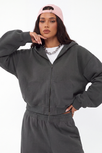 Women's Fall 100% Cotton 360G Boxy Two‑Way Zip Jacket