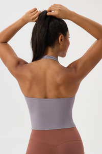 Women's Halterneck Deep V Backless Sports Tank Top