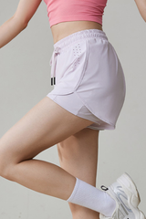 Women's Mid-Rise Drawstring Yoga Shorts - Anti-Chafe Athleti