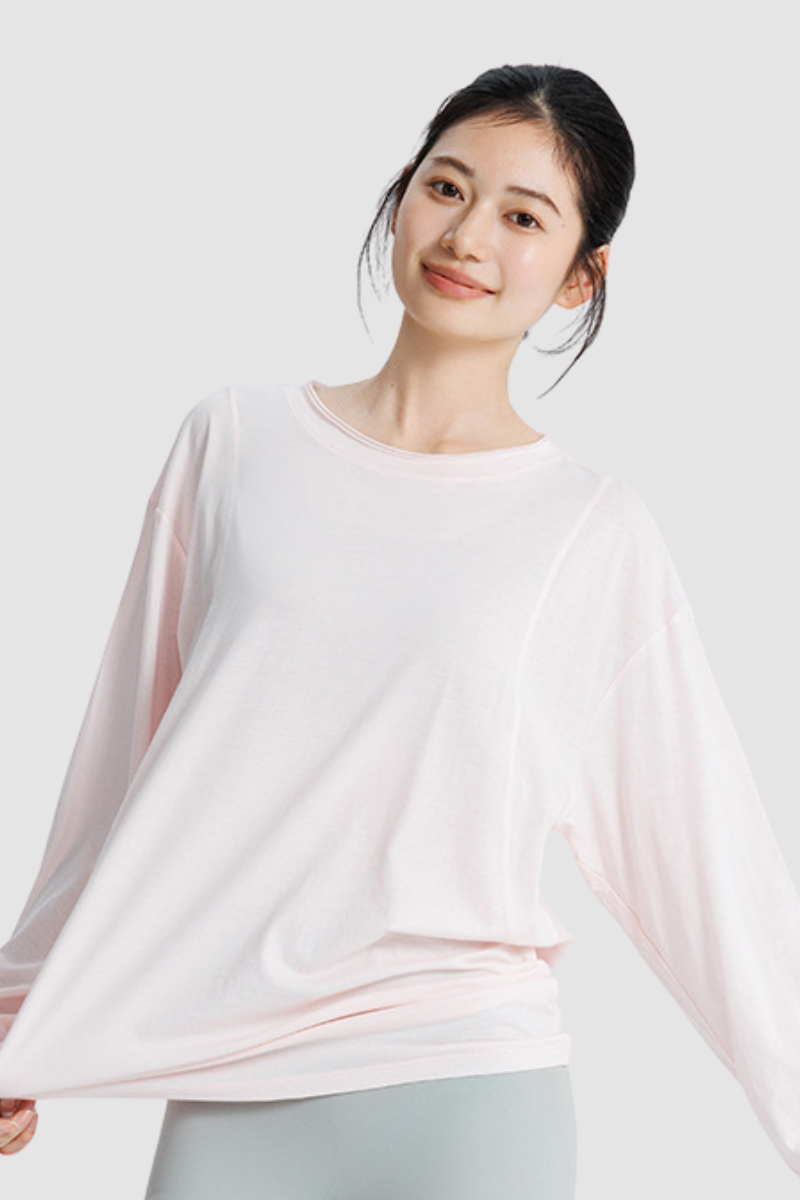 Women's Spring Breathable Loose Fit Solid Long Sleeve Top