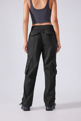 Women Lightweight Quick Dry Multi-Pocket Outdoor Running Sports Fitness Workwear Wide Leg Casual Pants