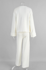 Zipper-fastened jacket and long pants set