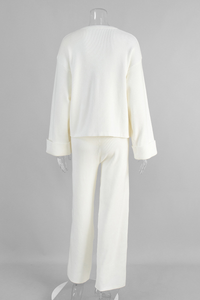 Zipper-fastened jacket and long pants set