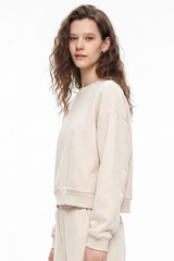 Women's Fall Heavyweight Fleece Cropped Crew Neck Sweatshirt