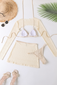 Women's Triangle Cup Halterneck 4 Piece Bikini Set