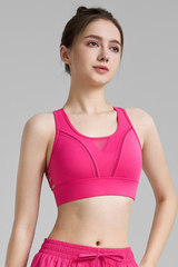 Women's Mesh Panel Racerback Adjustable Sports Bra