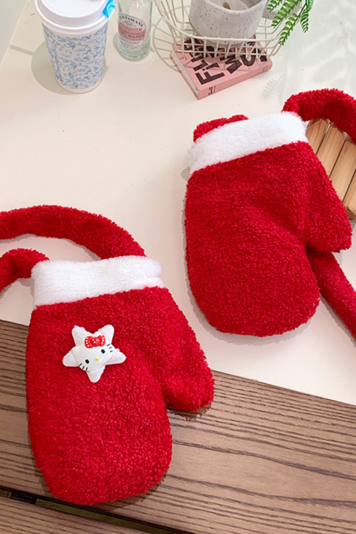 Christmas Red Glove Shape Warm Plush Crossbody Bag