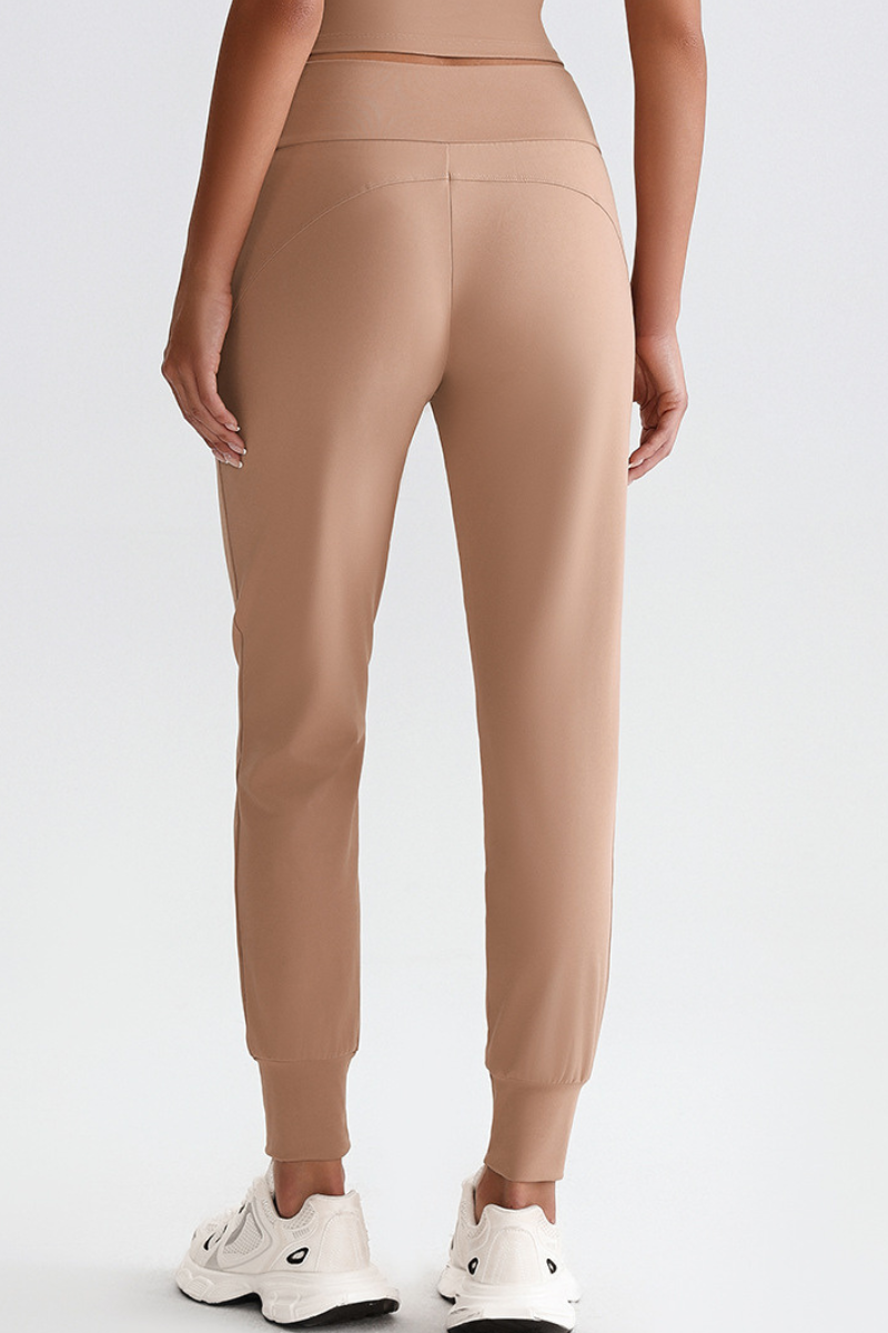 Leisure-style elastic-waist athletic pants