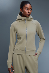 Women's Athletic Slim Full Zipper Finger Cuffs Hooded Jacket