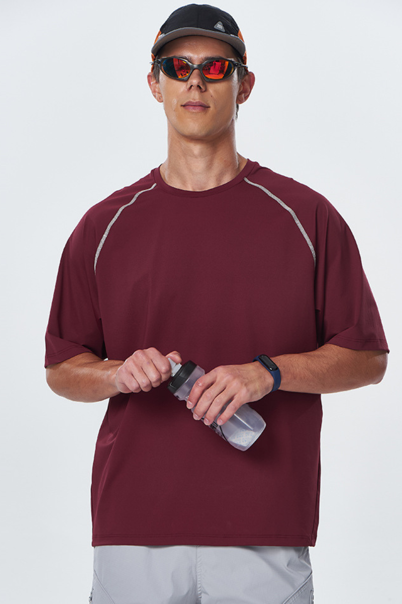 Men's Outdoor Striped Color-Block Relaxed Quick Dry T-Shirt
