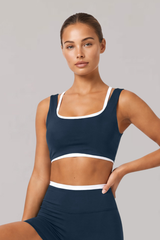 Women's Color Block Wide Strap Sports Yoga Bra