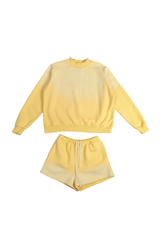 Women's Gradient Mock Neck Sweatshirt And Shorts 2 Piece Set