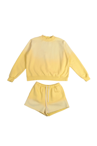 Women's Gradient Mock Neck Sweatshirt And Shorts 2 Piece Set