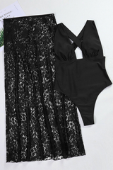 Women's Sexy Lace V Neck Backless One Piece Set - Solid