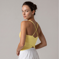 Women's V-neck  Crisscross Back Longline Sport Tank Top