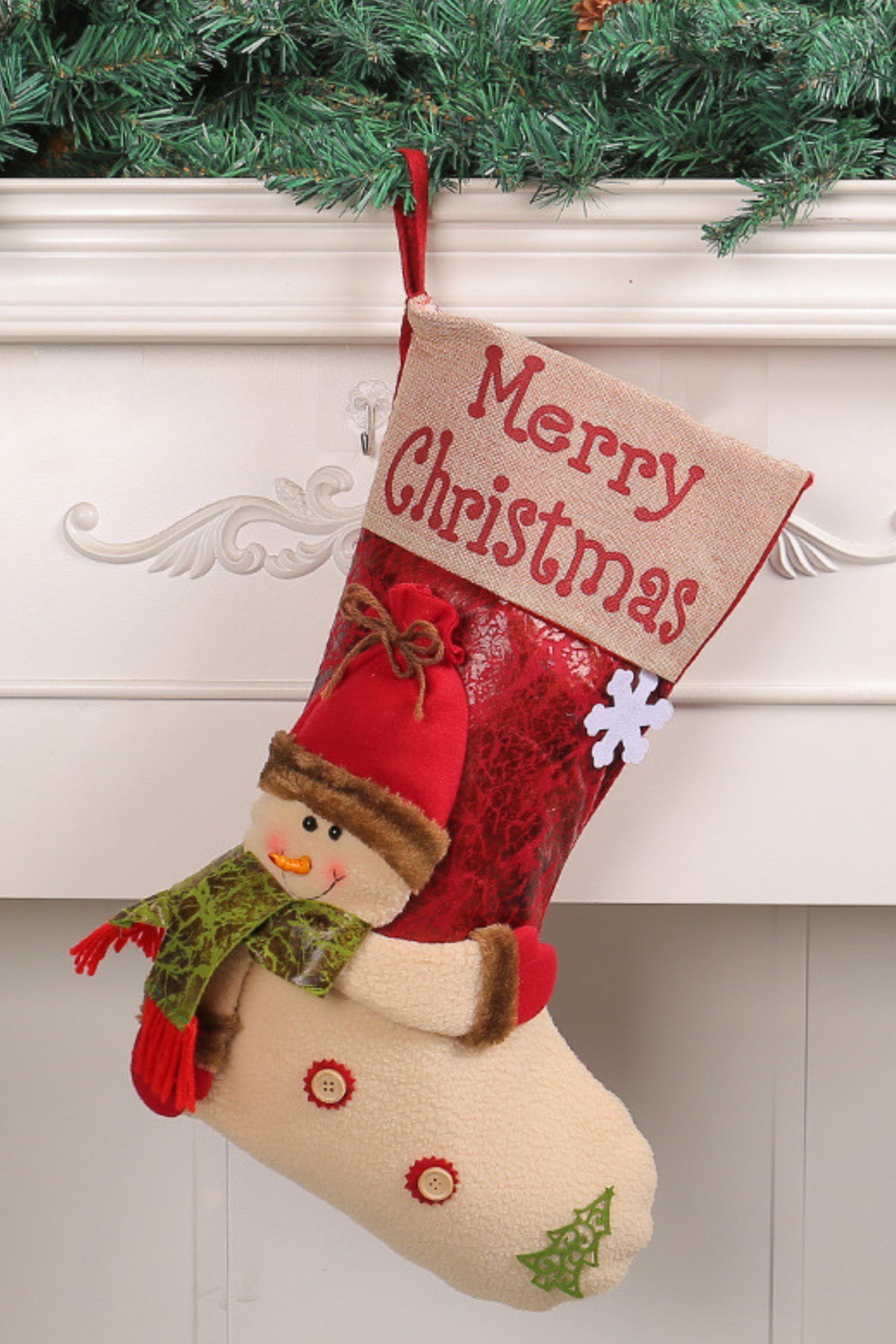 Christmas Decorations Large Sock With Reindeer Doll