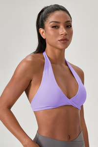 Women’s Twist-Front Halter Backless Sports Bra