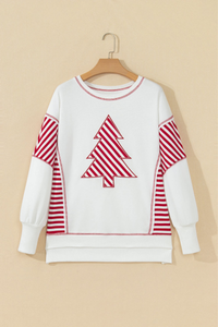Women's Christmas Tree Applique Oversize Sweatshirt