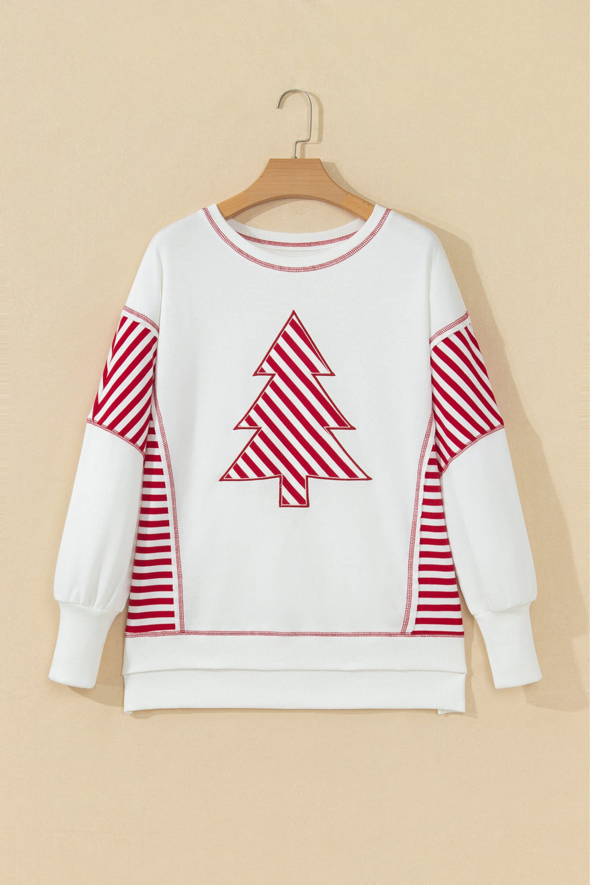 Women's Christmas Tree Applique Oversize Sweatshirt