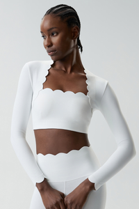 Women's Petal Cap Sleeve Long Sleeve Crop Top