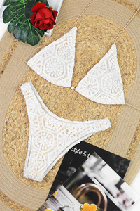 Women's Sexy Halter Cross Lace Skirt Bikini Set - 3pcs