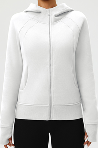 Women's hight strech full-zip hooded sports jacket.