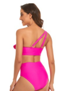 Women's One-Shoulder Flounce Belted Bikini