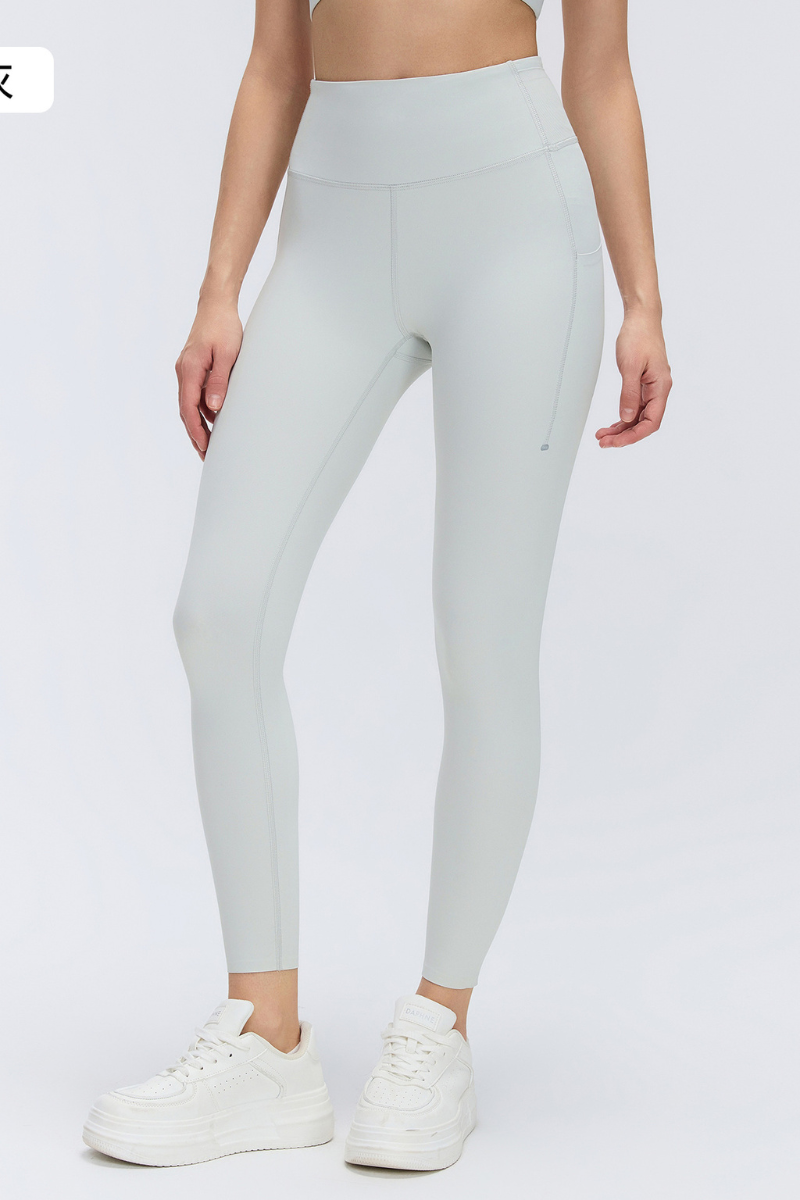 Women's Wide Waist Side Pocket 9/10 Length Leggings