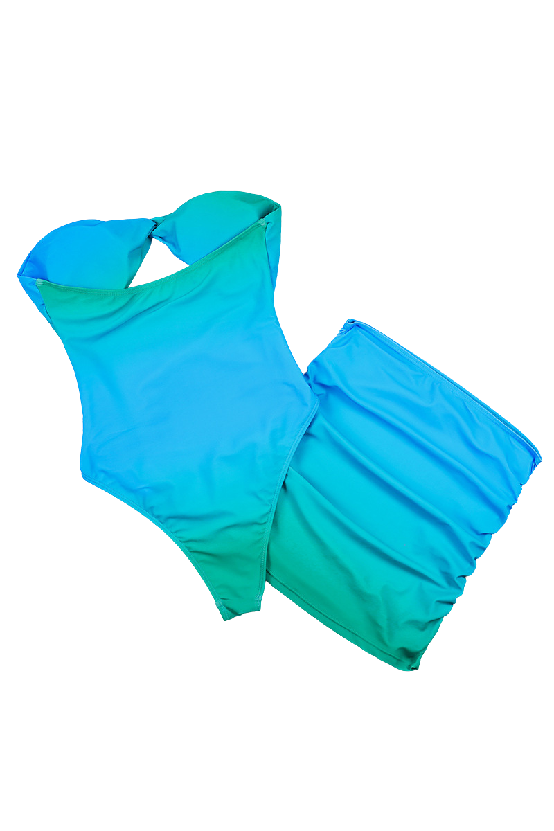 Women's Sexy Ombre Cross V-Neck Slim Cover-up Bikini Set